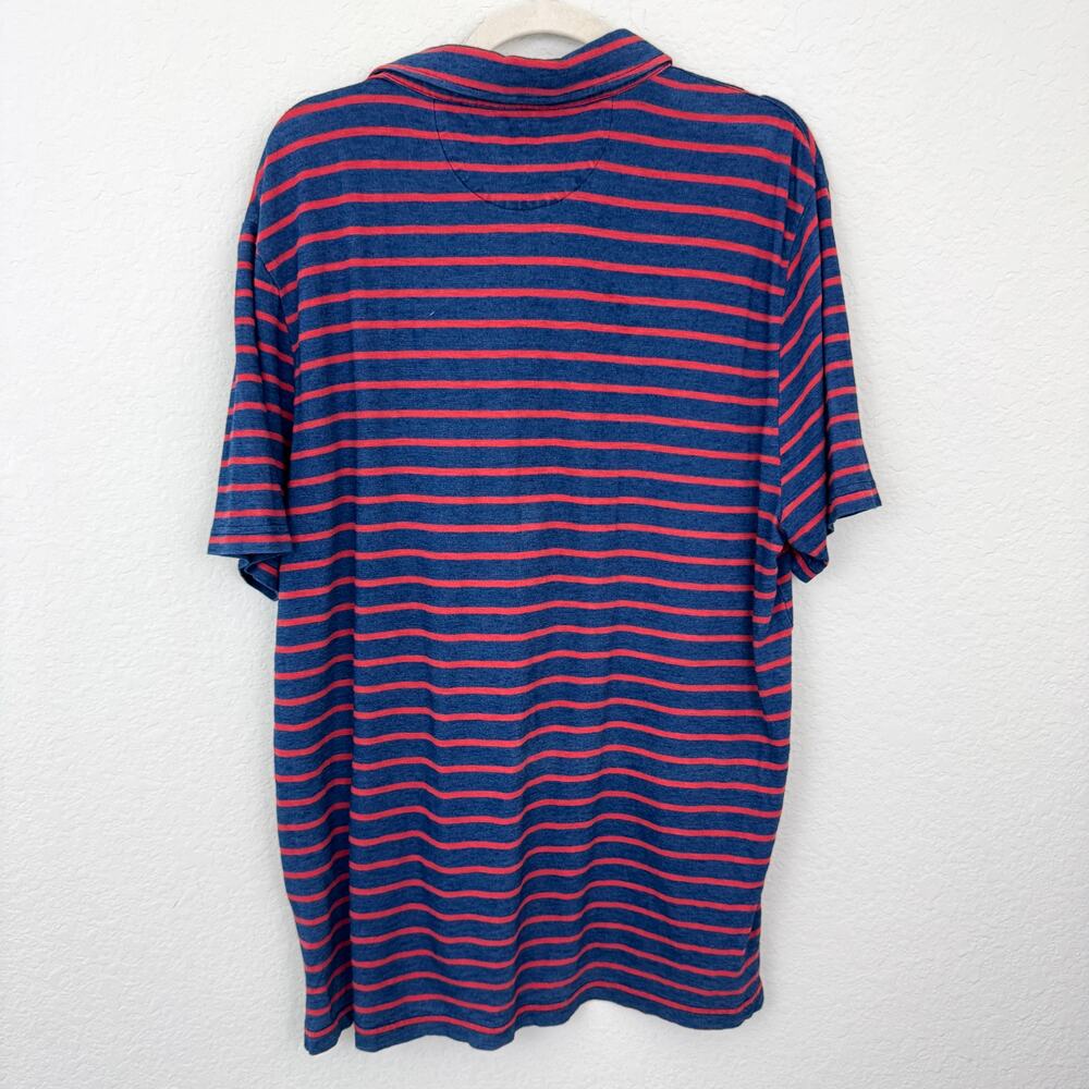 Faherty Mens Polo Shirt Size XL 100% Cotton Stripe Casual Preppy Blue - Picture 3 of 6
